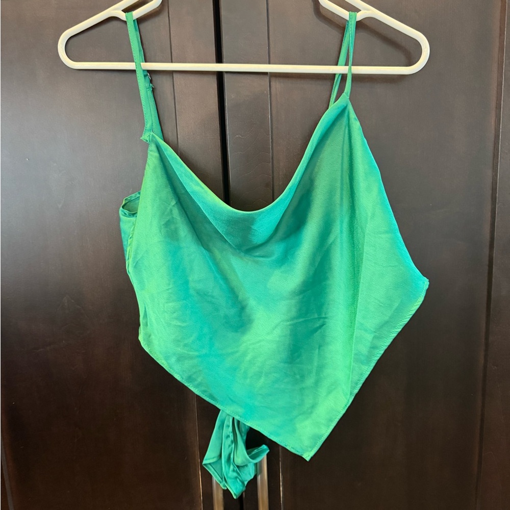 Japna Emerald Green Asymmetrical Crop Top